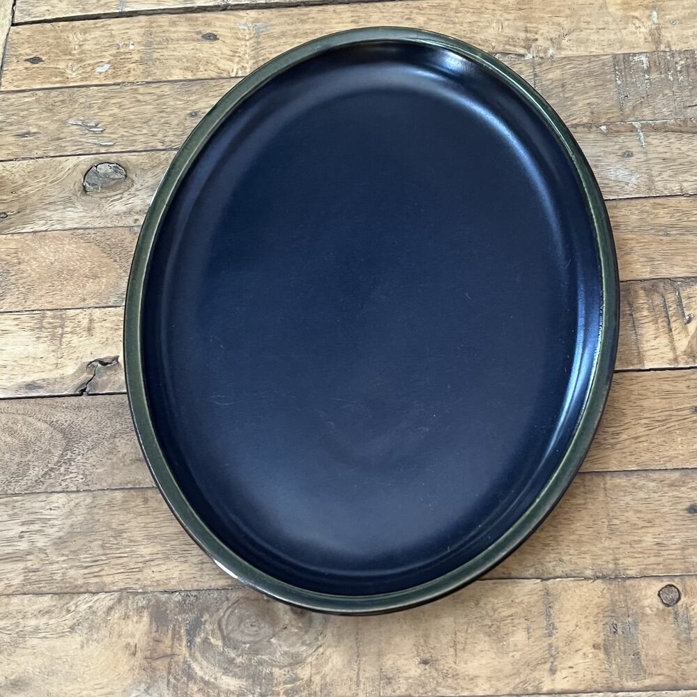 Denby Regency Large Oval Dinner Plate 12.5 in Navy Blue Ceramic